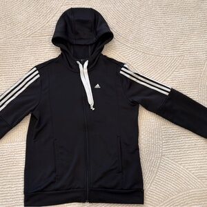 Adidas Black Zip-Up Hoodie with White Accents